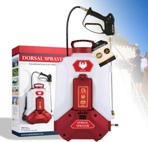 Phoenix Dorsal Sprayer+ Elektrischer Drucksprüher 16L | Lithium-Batterie 18V 4Ah | 3h Laufzeit | Sprühweite bis 10m | Professioneller Rucksack-Drucksprüher | Gartenspritze & Unkrautspritze