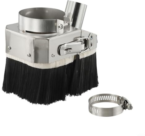 Spindel-Staubschutz für CNC-Fräser-Graviermaschine, 80 mm, Edelstahl und dicke Nylonbürste, Doppeltür-Design, Vakuum-Staubabsaugung (65 mm)