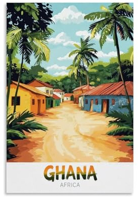 Ghanas Afrika, Vintage-Reiseposter, Wandkunst, Gemälde, Leinwand, Wohnzimmer, Drucke, Schlafzimmer, Dekoration, Kunstwerke, 20 x 30 cm