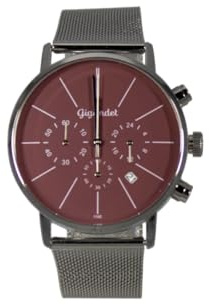 Gigandet Chronograph Armbanduhr Herren Damen Silber Braun Datum G32-010