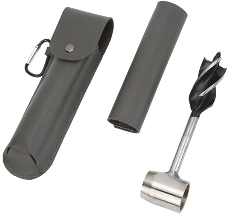 CHICIRIS Edelstahl-Hand-Schlangenschlüssel-Set – Tragbarer Manueller Holz-Schlangenbohrer, Outdoor-Abenteurer (Graue PU-Ledertasche und Holster)