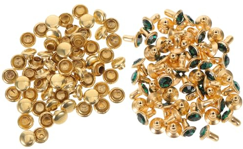 GARVALON Set 200 Rivetti a Chiodo da 6 MM Strass Verde Smeraldo Borchie Decorative in Metallo per Borse Abbigliamento e Artigianato in Finta Pelle Fissaggio Rapido per Progetti Fai da