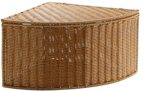 SiaBiced Aufbewahrungskorb Fanform Ecke Organizer Dreieckige Aufbewahrungsbox mit Griff Stabiles PP Geflecht für Garderobe Wohnbereich Badezimmer Schlafzimmer, Höhe 24 cm
