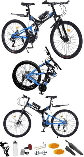Rexhan 24, 26”, 27.5 Inch Mountain Bike, Foldable Adult & Teenager Bicycle, City Bike, Commuter Cycle, Unisex Men & Women MTB, Dual Suspension, Dual Disc Brake, 21 Speed,19 KG Lightweight