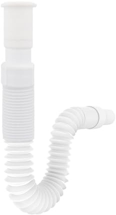LATRAT Tuyau de vidange flexible 1 1/4 x 32 mm blanc, longueur flexible extensible 300-800 mm, siphon économiseur d'espace pour cuisine et salle de bain