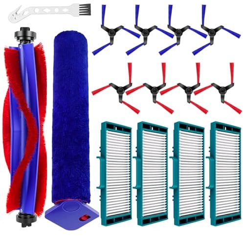 Chuancheng 15 Pcs Replacement Parts for Dyson Spot+ Scrub AI Wet and Dry Robot Vacuum Cleaner, Accessories Kit with 1 Main Brush 1 Roller Mop 4 HEPA Filters 8 Side Brush 1 Cleaning Brush