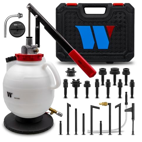 WELZH Automatic Gearbox Filler 8L ATF Oil Filling System 160cm Hose 26pc Adaptor Kit Transmission Differential Fluid Service Multi Vehicle Professional Workshop Use 5645-WW