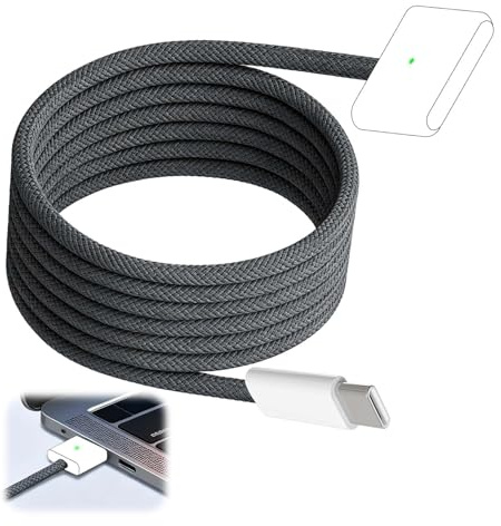 140W USB C to Magnetic 3 Cable Fast Charging Charger Cord for MacBook Pro | Compatible with MacBook Pro 14/16 (M1 M2 M3 M4) and MacBook Air 13/15 (M2 M3 M4) Type C Magnetic Cable with LED Indicator