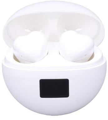 Cuifati Süße Ohrhörer, Kabellose Kopfhörer, Herz-Design, Geräuschunterdrückung, Stereo-Ohrhörer für Mädchen, Bluetooth 5.4 -Sound, 200 MAh Ladeetui, Langer (White)