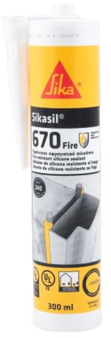 SIKA - Sellador de silicona - Sikasil-670 Fire - Blanco - Elástico con resistencia al fuego para interiores y exteriores en muros y pavimentos - 300 ml