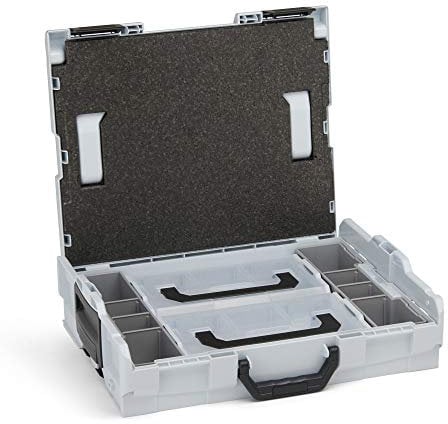 Aufbewahrungsbox Schrauben leer | L-BOXX 102 (grau) mit Insetboxenset Mini | Profi Werkzeugkoffer leer inkl. Sortimentskasten Einsätze
