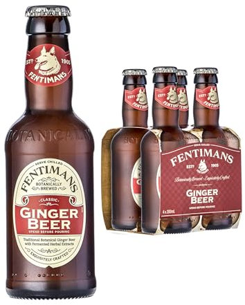 Fentimans Ginger Beer - Botanically Brewed Soft Drink - Exquisitely Crafted and Refreshing Soft Drinks - Gluten-Free and Vegan Friendly Soft Drinks - 4 x 200 ml Bottles