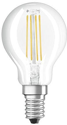 OSRAM STAR+ Dimmbare Filament LED Lampe mit E14 Sockel, Warmweiss (2700K), 4W, 3-stufig dimmbar per Klick, Tropfenform, Ersatz für 40W-Glühbirne, klar, LED THREE STEP DIM CLASSIC P, 4er-Pack