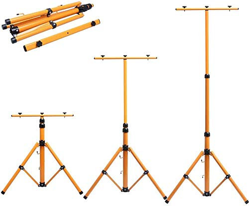 HYGRAD® Floodlight Tripod Stand, Twin Head -Could Mount 1 to 2 Lights, Portable Telescopic Outdoor Lamp Stand 160cm