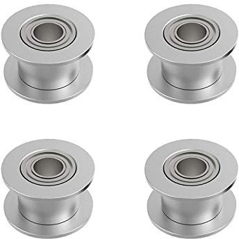Be In Your Mind 4 Stück GT2 Umlenkrolle 20 Zähne Synchronie Riemen mit 5 mm Bohrung und 10 mm Breite und Doppelten Lagern für 3D-Drucker CNC