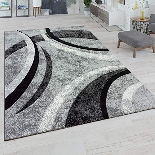 Paco Home Teppich Wohnzimmer Kurzflor Vintage Handgearbeiteter Konturenschnitt 3D Optik, Grösse:240x330 cm, Farbe:Grau
