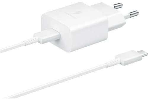 Samsung 15 Watt USB Type-C Schnellladeadapter, Ladegerät mit Datenkabel, Weiß