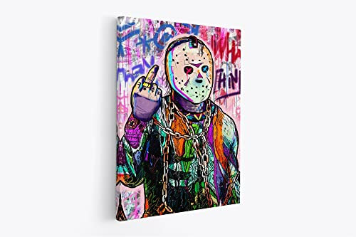 tradercat XXL Motivation-Wandbild - Jason Voorhees friday the 13th graffiti - Poster für Erfolg und Fitness, Leinwand und Poster komplett und aufhängefertig (30 x 40 cm)
