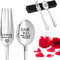 MOTONG 2 PCS Engraved Forks Set,I Forking Love You” Forks,Love You More Spoons,Personalized Stainless Steel Forks & Spoon with 1PCS Black Box Gift for Boyfriend,Girlfriend,Valentine's Day,Christmas