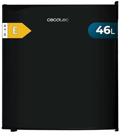 Cecotec Nevera Pequeña Frigorífico Mini Minibar 46L GrandCooler 20000 SilentCompress Black E. Altura 48,7cm, 48 cm de Ancho, Bajo Consumo, Puerta Reversible, Funcionamiento Cíclico, Negro