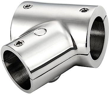 MoreChioce Edelstahl Boot Schienenbeschlag, Handlauf Halterung Relingbeschlag Klappbar 60 Grad T-Stück Boote Schlauchanschluss für Boote Marineschiffe Yachten Handläufe Innendurchmesser: 25mm
