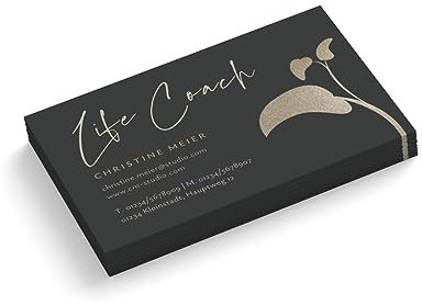 easyprint Personalisierte Visitenkarten | Life Coach | 1-seitig | Querformat | Menge + Farbe Auswahl | gestalten | Trainer | Dozent | Ausbilder | Mindset Coach (Dunkelgrau, 100 Stück)