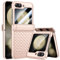 HWeggo Case for Samsung Z Flip 5 with Built-in Tempered Glass Screen Protector& Hinge Protection,Slim Fit Non-Slip Stylish Texture Shockproof Rugged Phone Protective Cover for Galaxy Z Flip 5,Gold…