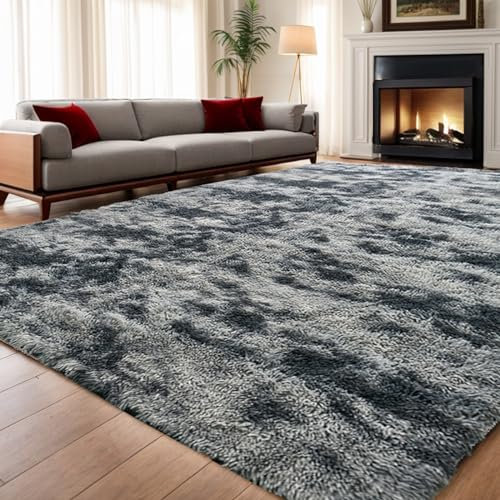 ISMOL Tappeto morbido e soffice, Area Rug, per soggiorno, camera da letto, ufficio, per esterni, corridoio, moderno e arruffato (grigio scuro, 90 x 150 cm)