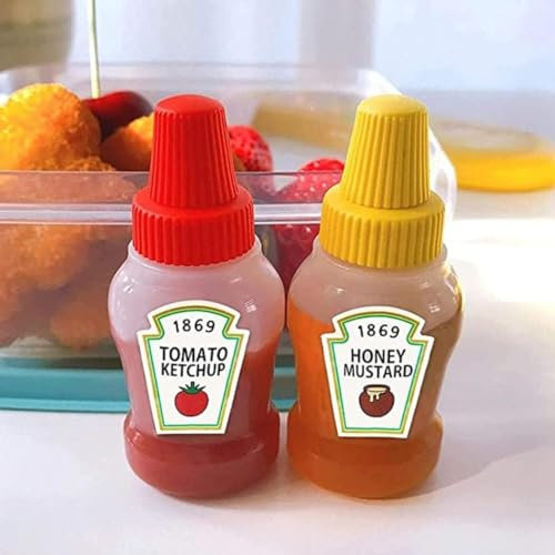 25 ml Mini Tomato Ketchup Bottles, Portable Sauce Container Salad Dressing Container, Pantry Containers for Bento Box, 2pcs Spice Jars Storage, Organisation