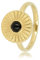 My Bendel Ring Gold Sonne Design mit Onyx- Schönen Design Ringe mit echtem Edelstein Sonne - Stapeln Ringe - Mehrere Edelsteinen - Edelstahl und 14K vergoldet