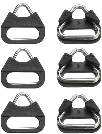 PATIKIL Camera Strap Lug Ring, 6Pcs Metal Triangle Split Ring Hook Adapter with Plastic Cap Universal for Nikon for Fujifilm for Pentax for Leica Camera Shoulder Strap, Silver Black