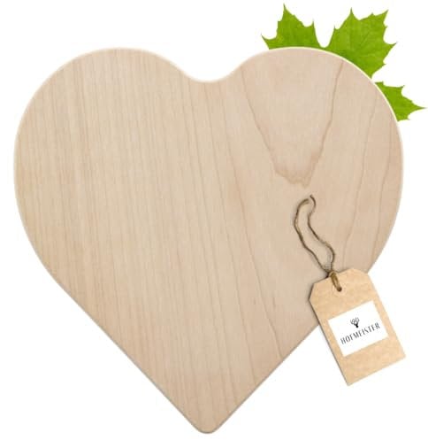 HOFMEISTER® Brettchen in Herzform aus Ahorn – Hochwertiges Schneidebrett, ideal zum Servieren oder Verschenken, naturbelassenes Holz, liebevolles Design