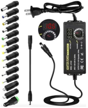 Fuente de alimentación de 72 W ajustable DC 3 V ~ 24 V Adaptador de CA/CC de conmutación universal variable 100 V-240 V Convertidor de CA a CC con pantalla de voltaje LED y 14 puntas, para electrónica