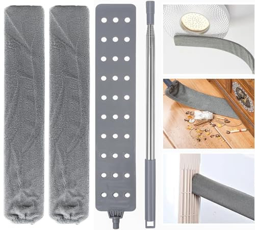 Plumeau Télescopique, Tete de Loup Longueur 25-252cm, Plumeau Lavable Microfibre, Balai Toile d'Araignée, Lavable Flexible Brosse à Poussière pour Nettoyer Canapé-lit Les Voitures, Les Coins