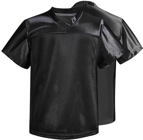 Repawu Herren Blank Fußballtrikot, Erwachsene Mesh Athletic Practice Football Shirts, Blank Football Trikots für Erwachsene S-2XL, Schwarz, L