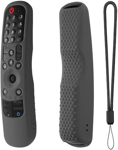 Cover for LG Smart TV, Silicone Remote Control Protective Case, Anti-slip Covers with rope (Dark Gray)