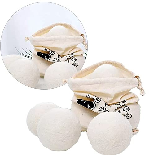 Fockety Woll-Wäschekugeln, Weichspüler Zur Beschleunigung der Trockenzeit, Hervorragende Leistung für Flauschige Stoffe und Babykleidung, 6 Stück Wiederverwendbare Woll-Wäschekugeln für