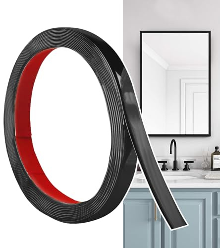 Hengrongshen Moulure Décorative Autoadhésive Noir Mat (6M x 1.5cm) Peler et Coller, Bandes Murales en PVC Flexibles, idéales pour Mur, Miroir, Plafond, Sol, Armoire, Carrelage, Bords, Moulures DIY