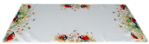 texpot Tischdecke Druck Marienkäfer & Gänseblümchen Frühling Blumen Tischtuch (40 x 90 cm)