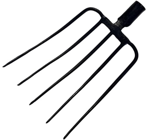 pokm toolsmarket - Mistgabel 5 Zinken ohne Stiel Ø 38 mm – Stabiler Gabelkopf aus Stahl, Forke geschweißt, lackiert, Dunggabel für Mist, Heu und Kompost