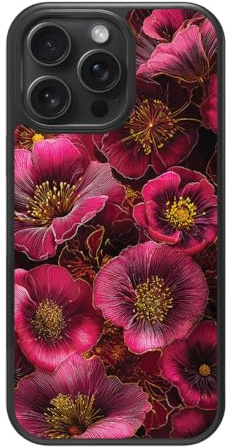 Case Collection Gold Poppy for iPhone 15 Pro Case, Ruby Flora | 10ft CoreShock Drop Protection, MagSafe Compatible with 1600g Magnet Hold, Glossy Finish Print, Microfibre Lining, Gift Box
