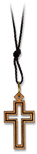 °° Kette mit handgearbeitetem, filigranem Anhänger aus Olivenholz (Israel)