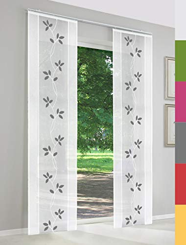 Schiebegardinen nach Maß, Straßburg, hochqualitative Wertarbeit, Maßanfertigung, Schiebevorhang, Raumteiler, Flächenvorhang, halbtransparent, inkl. Laufwagen (120cm Höhe x 60cm Breite/Schwarz)