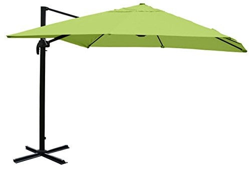 Mendler Gastronomie-Ampelschirm HWC-A96, Sonnenschirm, 3x3m (Ø4,24m) Polyester/Alu 23kg drehbar - grün