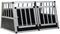 Festnight Hunde Transportbox für Auto 89 x 69 x 50 cm, mit Doppeltür, Hundebox Autobox Hundetransportbox Alubox Hund Reisebox Silber