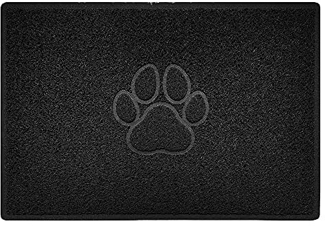 Nicoman PAW Shape Cat Litter Box Mat, Dog Food Feeding Tray Matt, Non-Slip, Easy Clean, Washable(90x60cm,Large),BLACK