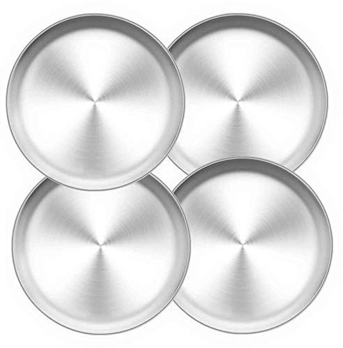TeamFar Pizzablech, 25,4 cm, Pizzablech, Edelstahl für Backofen, ungiftig und gesund, robust und spülmaschinenfest, 4 Stück