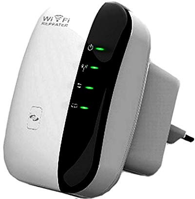 Fanlce Repetidor WiFi,Banda Dual Amplificador de WiFi Inteligente Sin Interrupción 300Mbps 2.4GHz Inalámbrico con WPS Button Puerto Fast Ethernet, WPS, Modo Ap Punto Acceso, Blanco