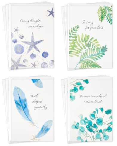 Hallmark Trauerkarten, Aquarell-Natur, 12 verschiedene Karten mit Umschlägen