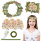 LAITER 18 Stück Karneval Blumenkranz Bastelset Kinder DIY Blumenkrone Haare Stirnband Künstliche Blätter Kranz Krone Kopfschmuck für Karneval Kostüm Mädchen Hochzeit Frühling